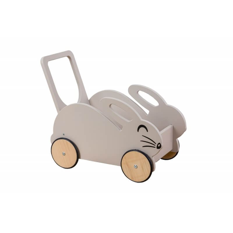 3in1 Medinis Stumdukas Vežimėlis Ir Žaislų Dėžė Zuikutis Smėlio 51 × 55 × 29 cm Stumiamos Mašinėlės Vaikams