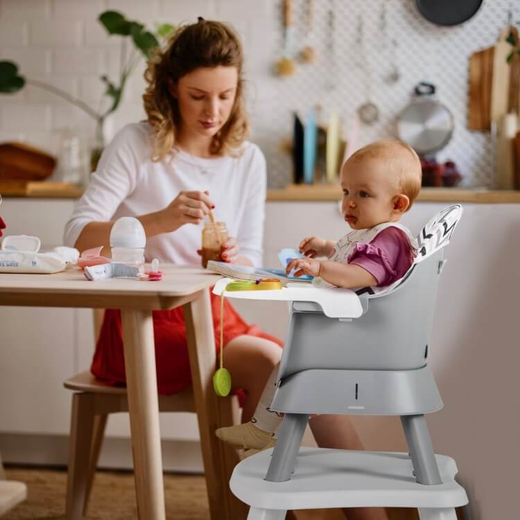6 in 1 Vaikiška Maitinimo Kėdutė Su Padėklu, Su Staliuku Maitinimo Kėdutės