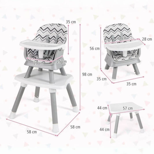 6 in 1 Vaikiška Maitinimo Kėdutė Su Padėklu, Su Staliuku Maitinimo Kėdutės