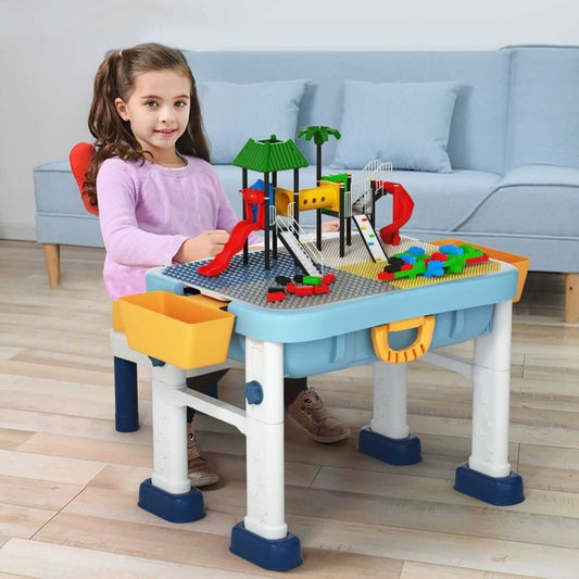 6 Viename Žaidimų Stalas Lego Pagrindas, Piešimo Stalas, Lagaminas, Smėlio Dėžė Staliukai Kėdutės