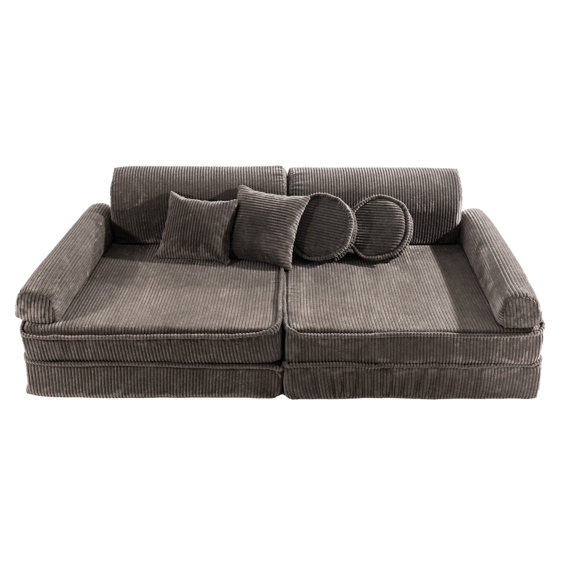 MeowBaby Aesthetic Premium modulinė vaikiška sofa 160 cm – ruda spalva, vaizdas 1