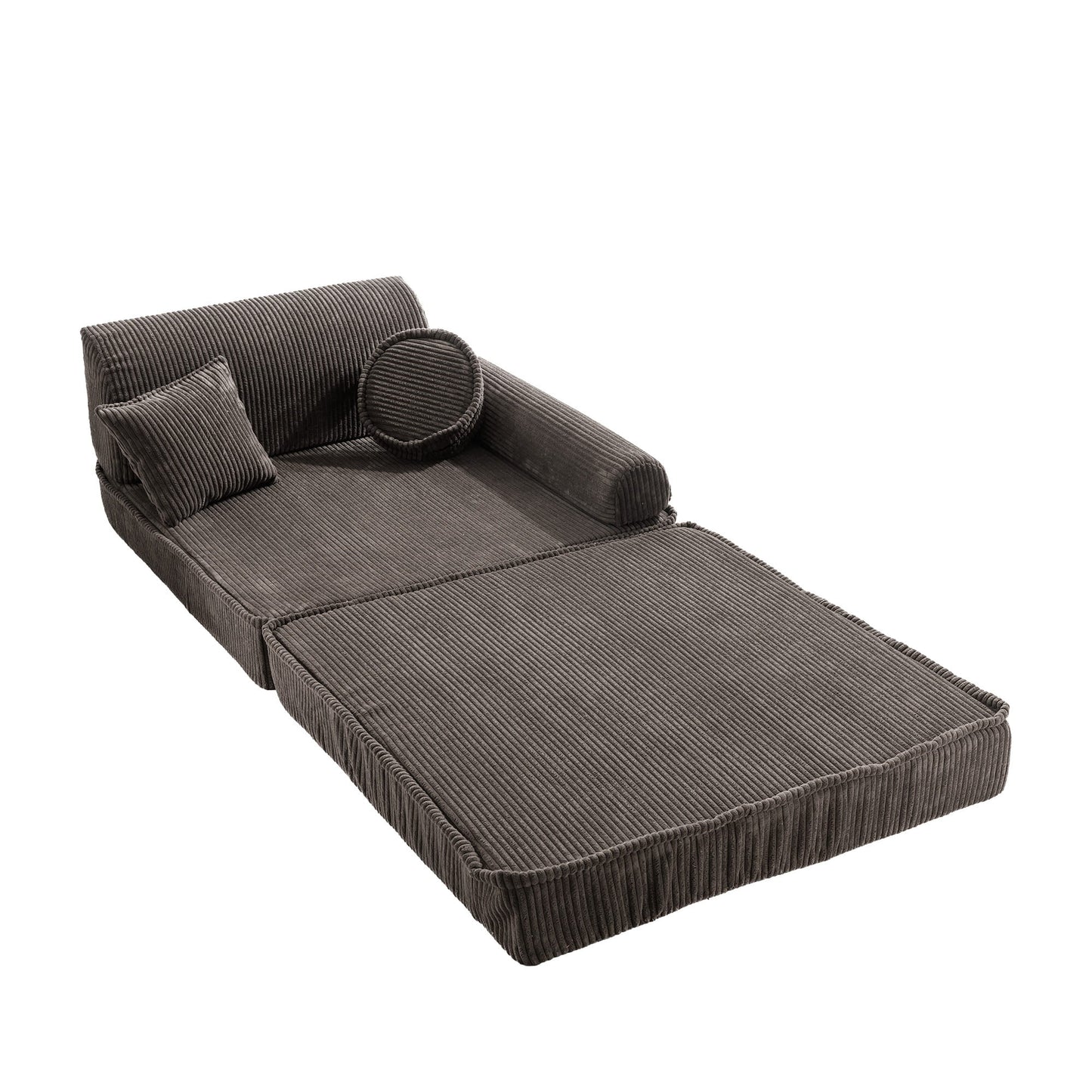 MeowBaby Aesthetic Premium modulinė vaikiška sofa 160 cm – ruda spalva, vaizdas 2