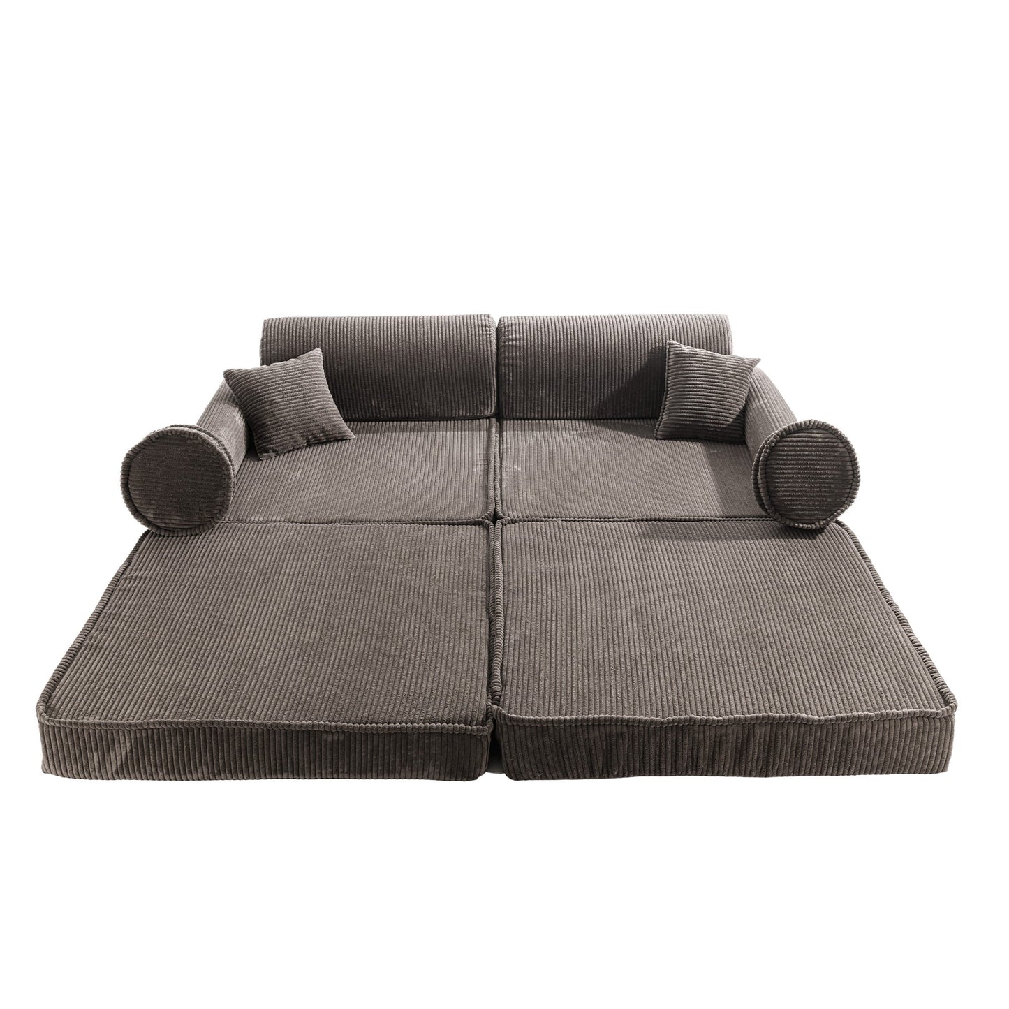 MeowBaby Aesthetic Premium modulinė vaikiška sofa 160 cm – ruda spalva, vaizdas 4