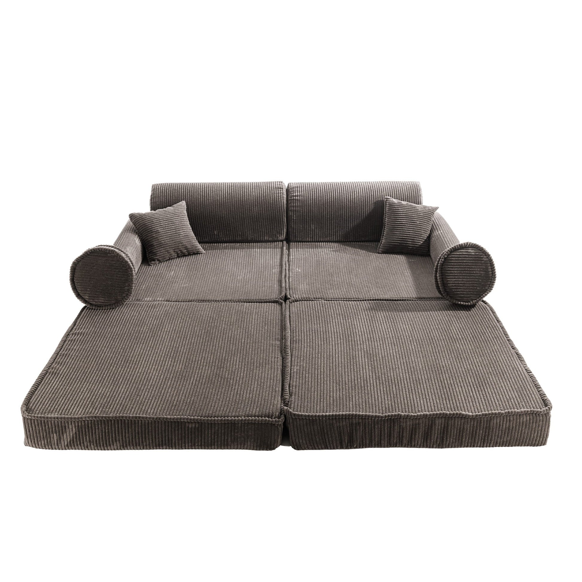 MeowBaby Aesthetic Premium modulinė vaikiška sofa 160 cm – ruda spalva, vaizdas 4