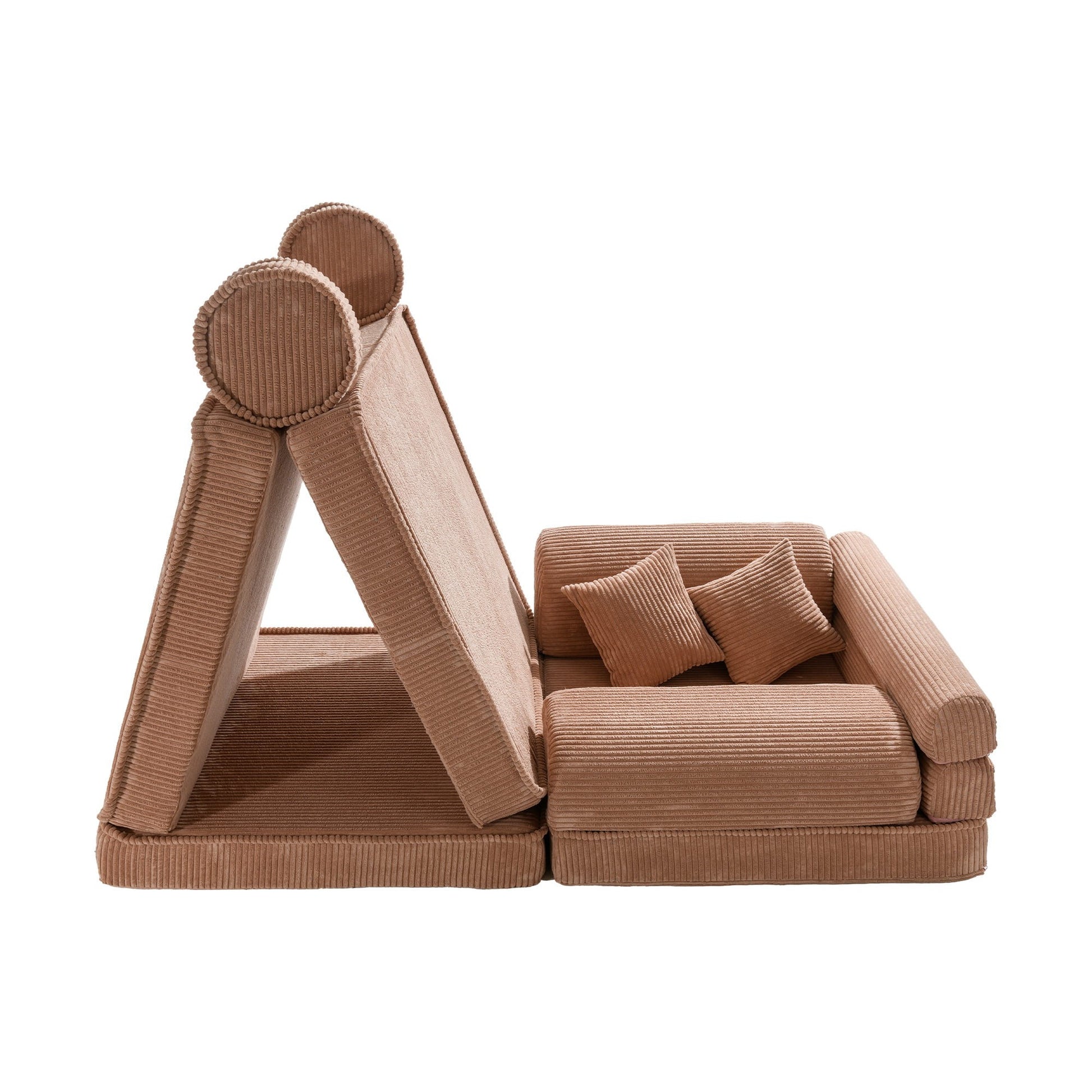 MeowBaby Aesthetic Premium modulinė vaikiška sofa 160 cm – pudrinė rožinė spalva, vaizdas 1