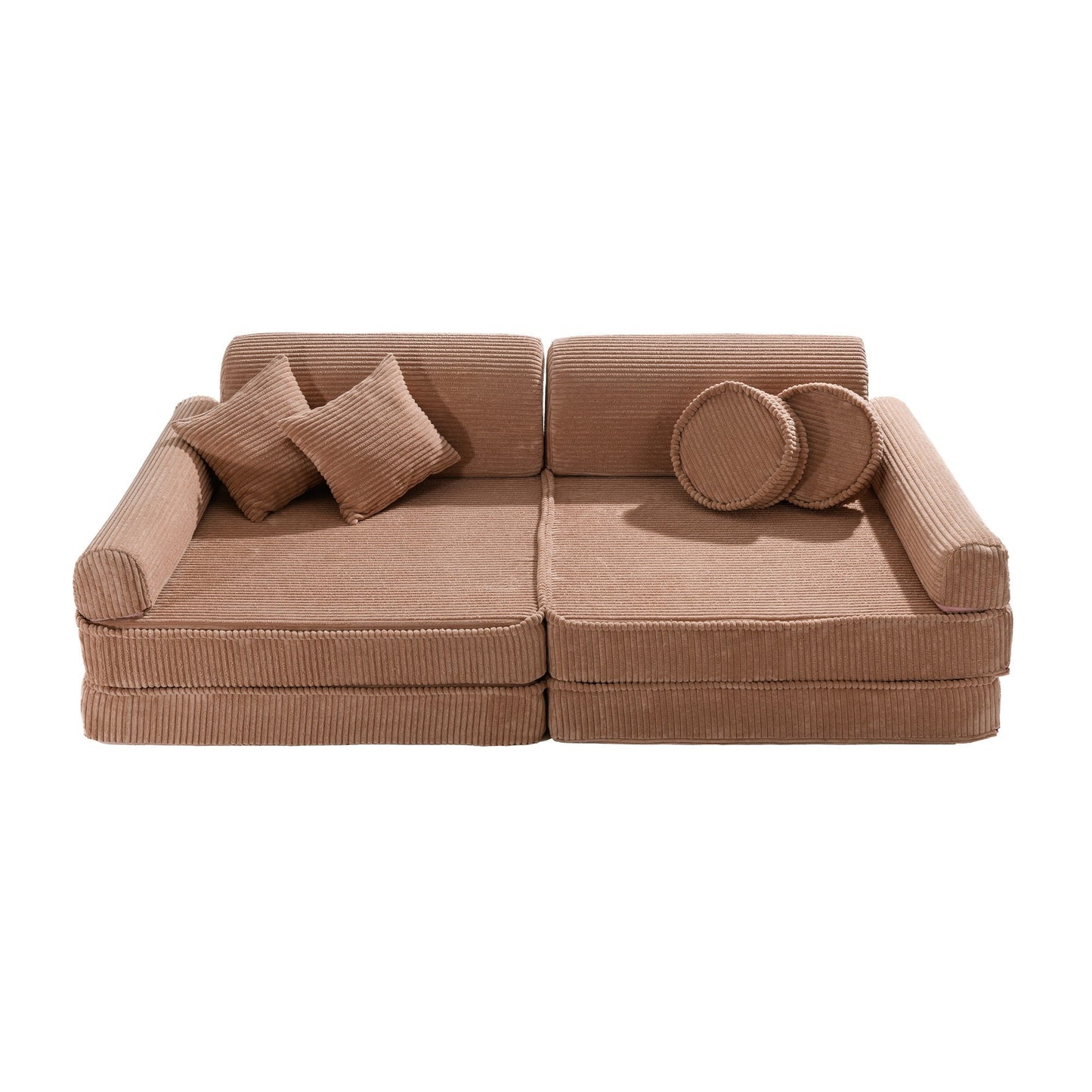 MeowBaby Aesthetic Premium modulinė vaikiška sofa 160 cm – pudrinė rožinė spalva, vaizdas 2