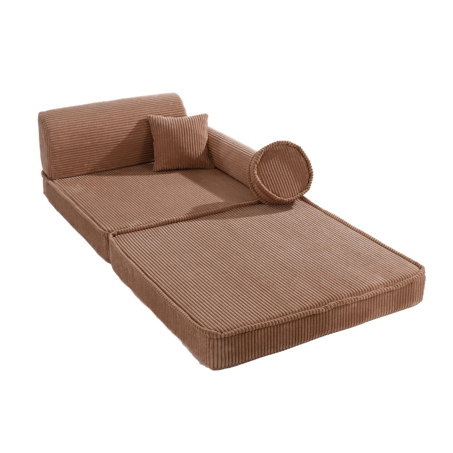 MeowBaby Aesthetic Premium modulinė vaikiška sofa 160 cm – pudrinė rožinė spalva, vaizdas 3