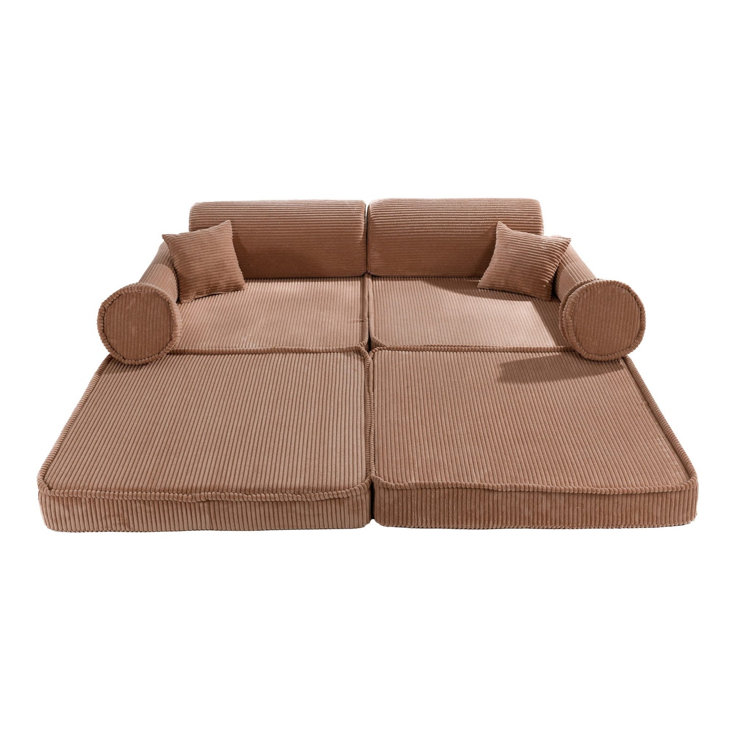 MeowBaby Aesthetic Premium modulinė vaikiška sofa 160 cm – pudrinė rožinė spalva, vaizdas 5
