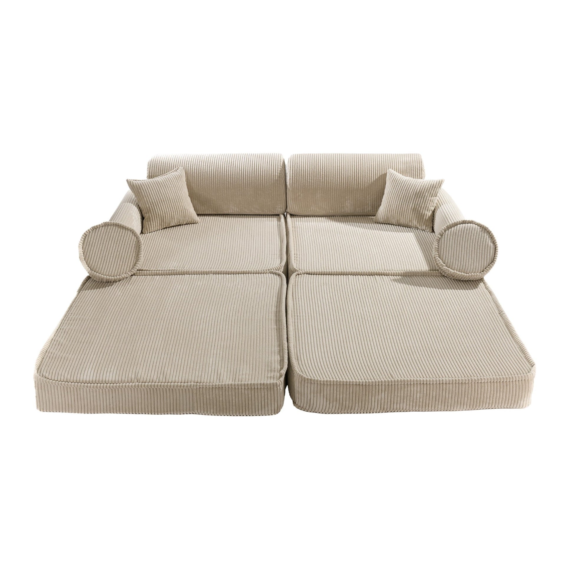 MeowBaby Aesthetic Premium modulinė vaikiška sofa 160 cm – ekru spalva, vaizdas 2