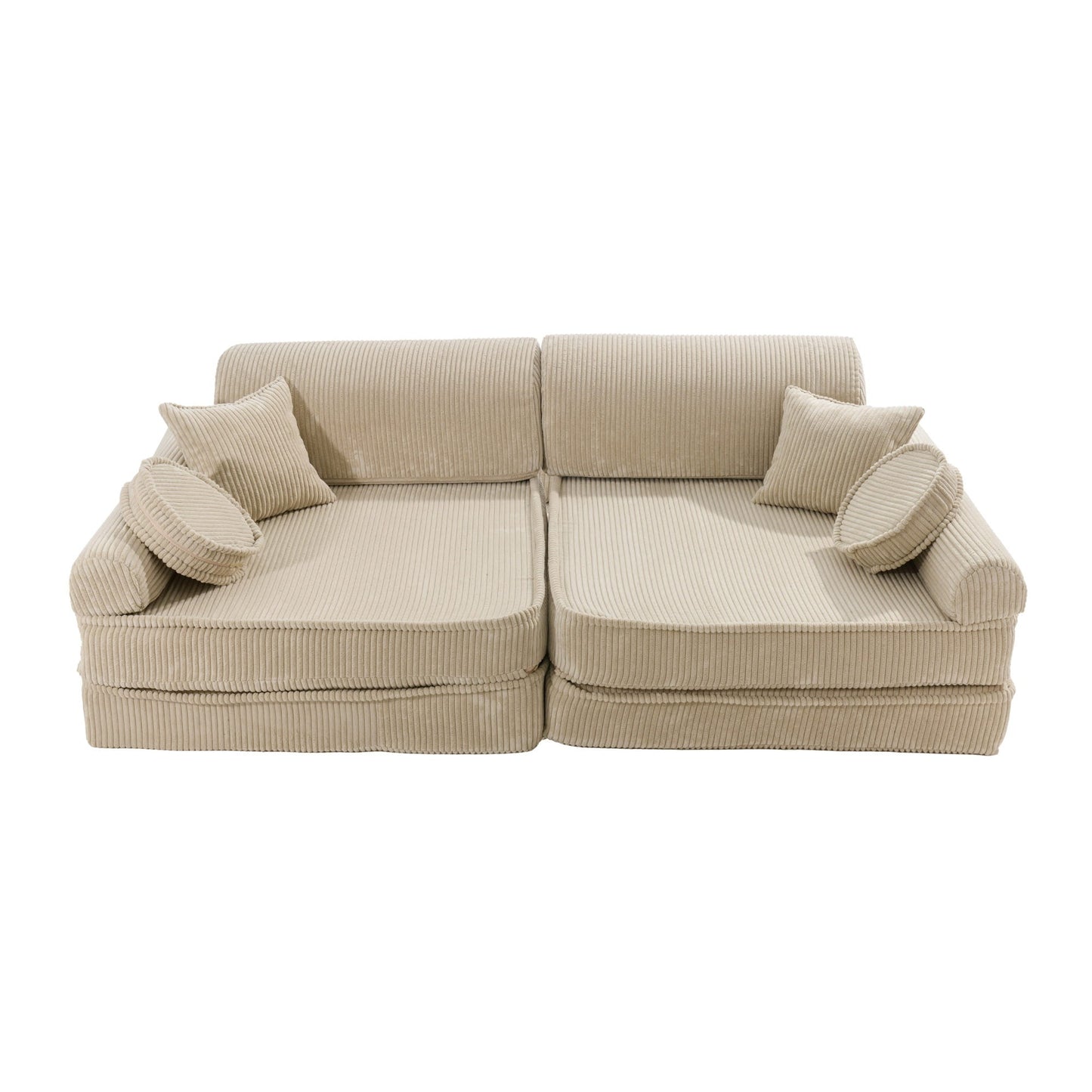 MeowBaby Aesthetic Premium modulinė vaikiška sofa 160 cm – ekru spalva, vaizdas 3