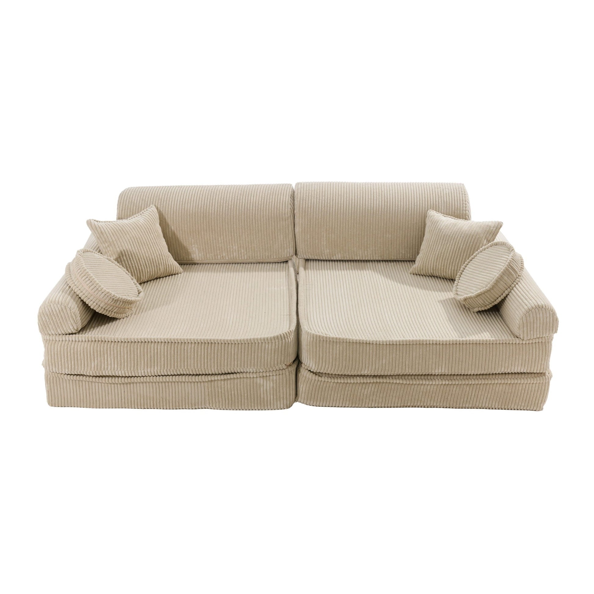 MeowBaby Aesthetic Premium modulinė vaikiška sofa 160 cm – ekru spalva, vaizdas 3