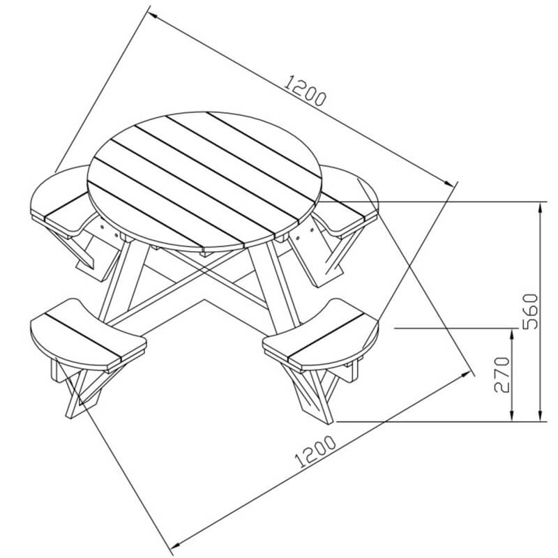 "Axi" Medinis Pikniko Stalas "Ufo", 4 Sėdimos Vietos Lauko Pramogos