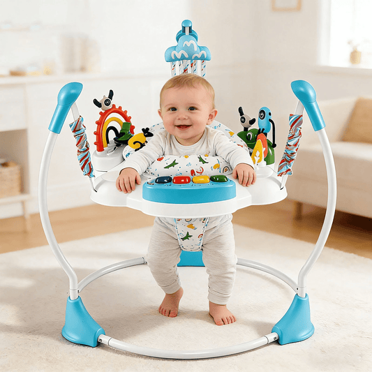 Baby Jumper Šokliukas Su Žaislais – 360° Sėdynė, Reguliuojamas Aukštis Vaikštynės