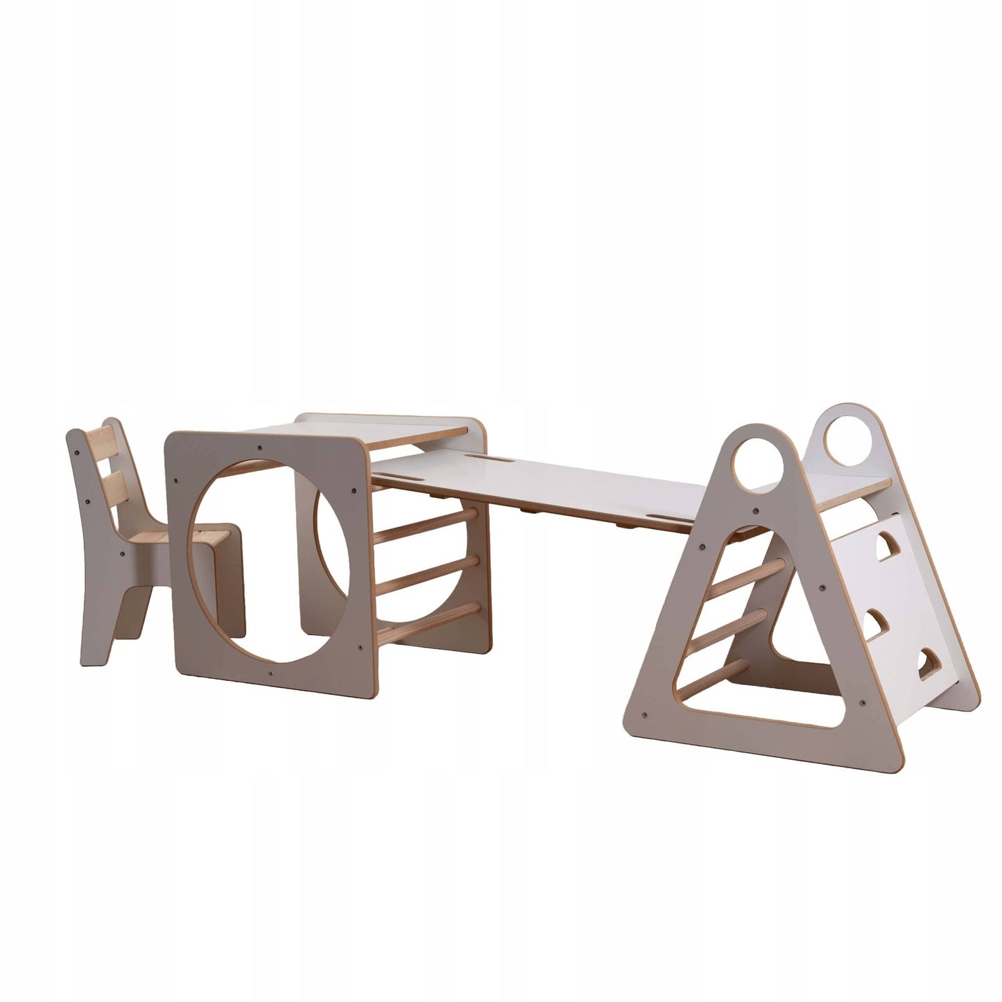 Baby Raj Medinė Montessori Žaidimų Aikštelė Vaikams, MAXI 4 dalių Sūpynės ir Žaidimų Aikštelės