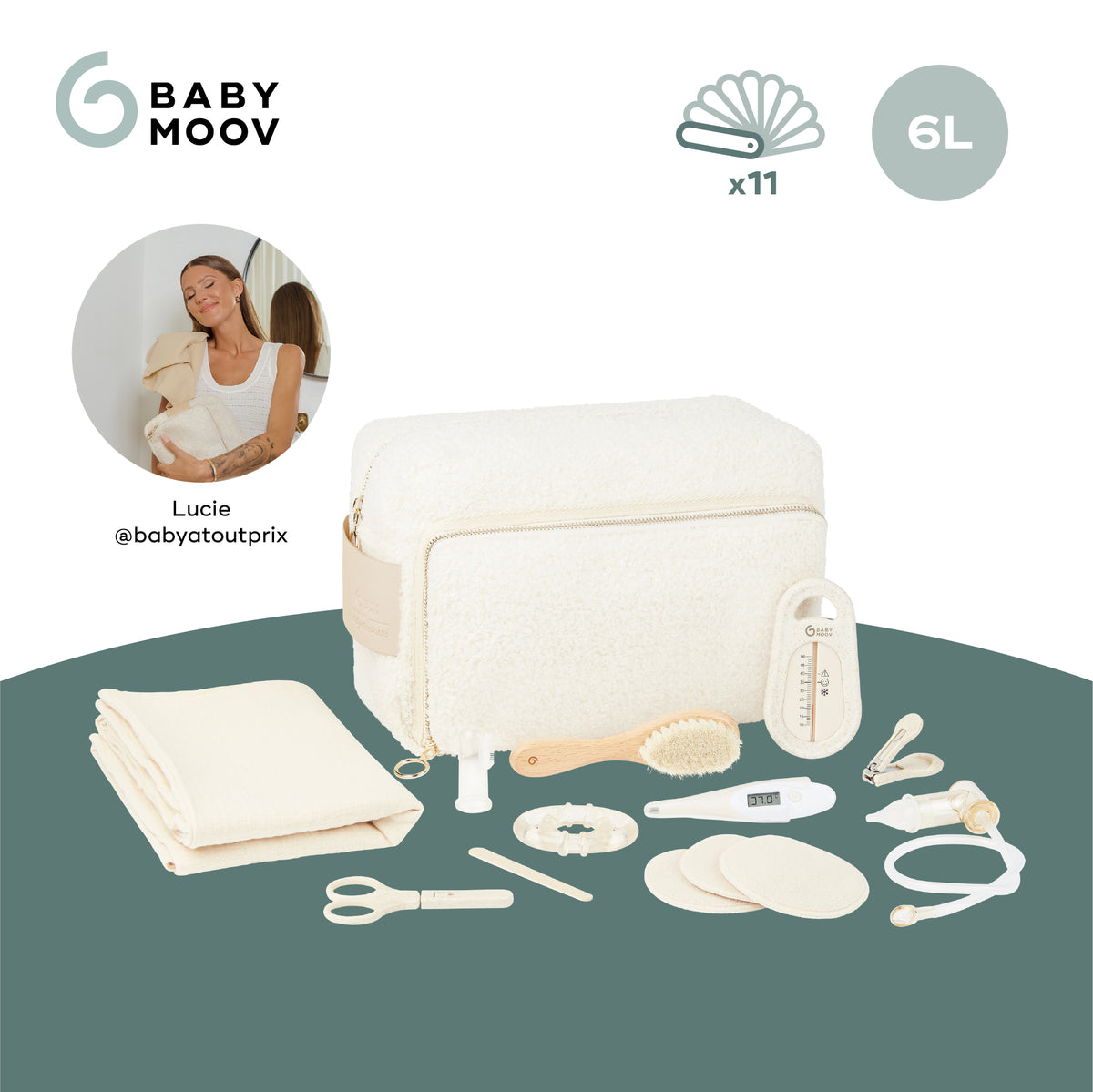 Babymoov Curl White kūdikio priežiūros rinkinys, 11 priedų – 2