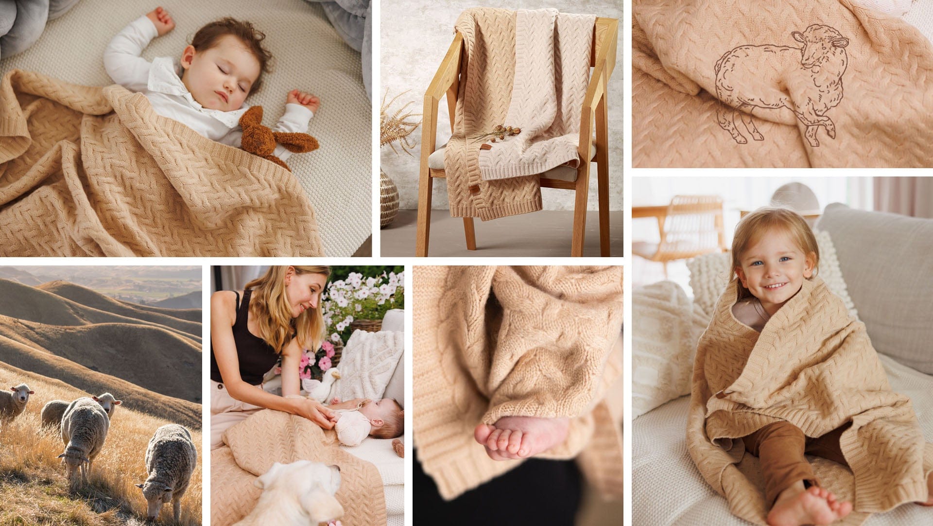 BabyOno Merino Vilnos Pledas Kūdikiui, 75 × 100 Cm Kūdikių Pledai