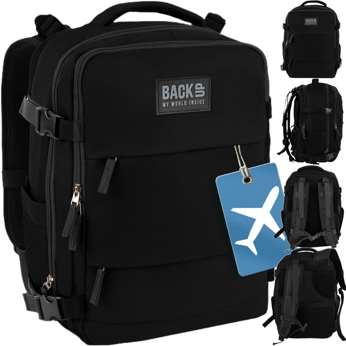 BackUP Juoda Rankinio Bagažo Kuprinė 40 × 30 × 20 cm Kuprinės