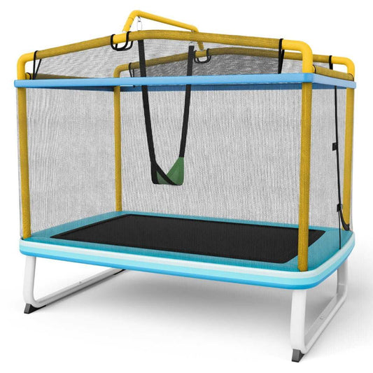 Batutas Vaikams 3in1 Su Sūpyne Ir 360° Apsaugomis 134 x 190 x 172 cm, Geltonas 1267 Batutai
