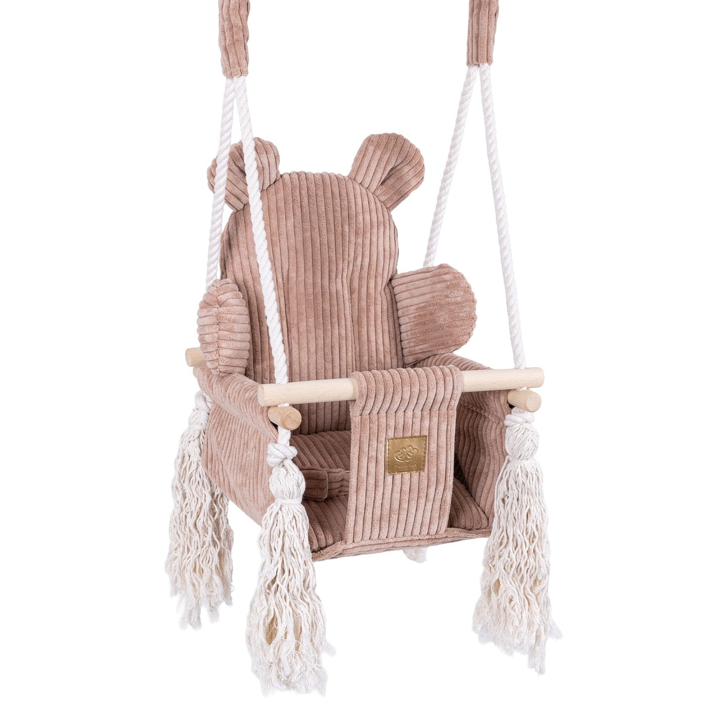 MeowBaby Bear Swing vidaus sūpynės vaikams – pudrinė rožinė spalva, vaizdas 1