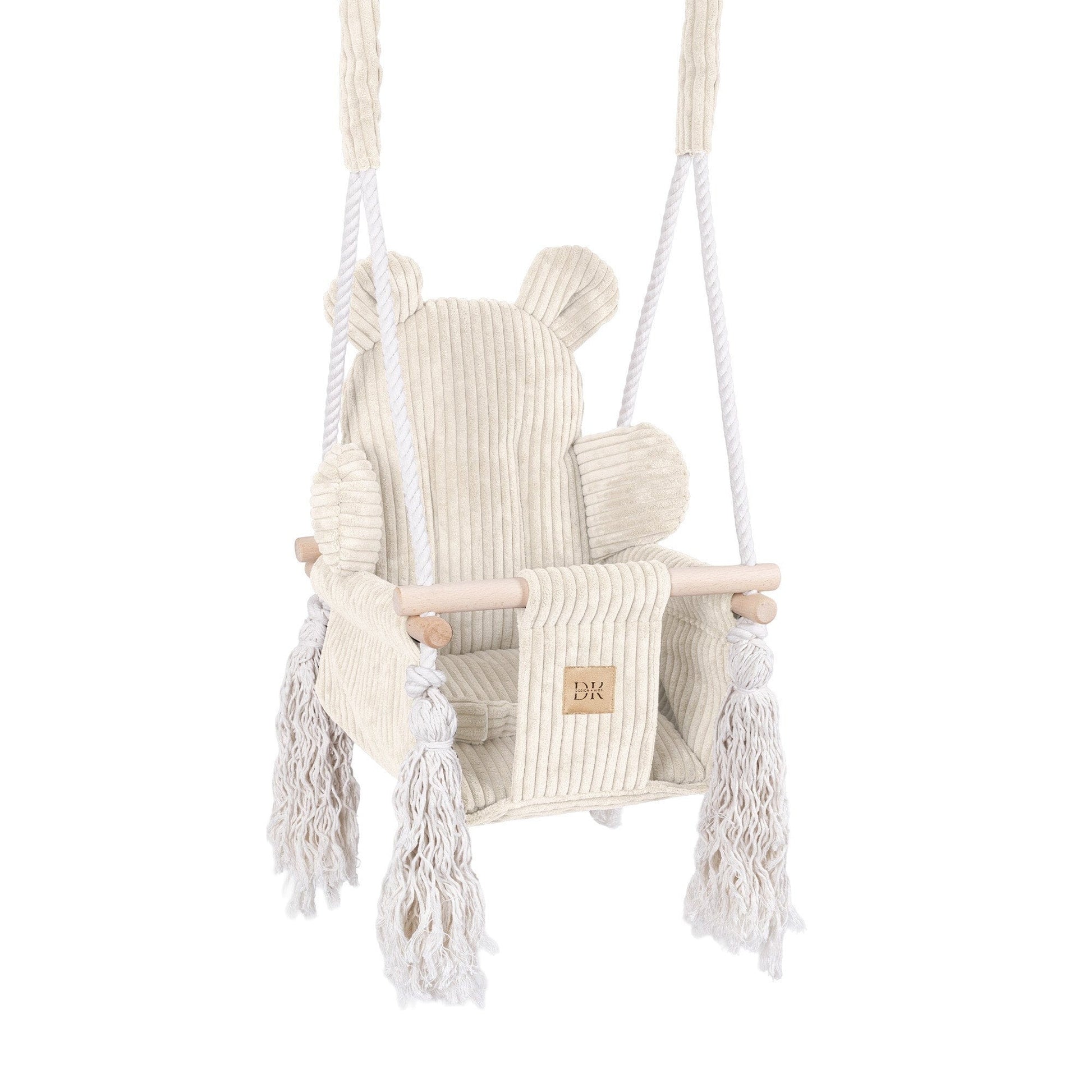 MeowBaby Bear Swing vidaus sūpynės vaikams – ekru spalva, vaizdas 1