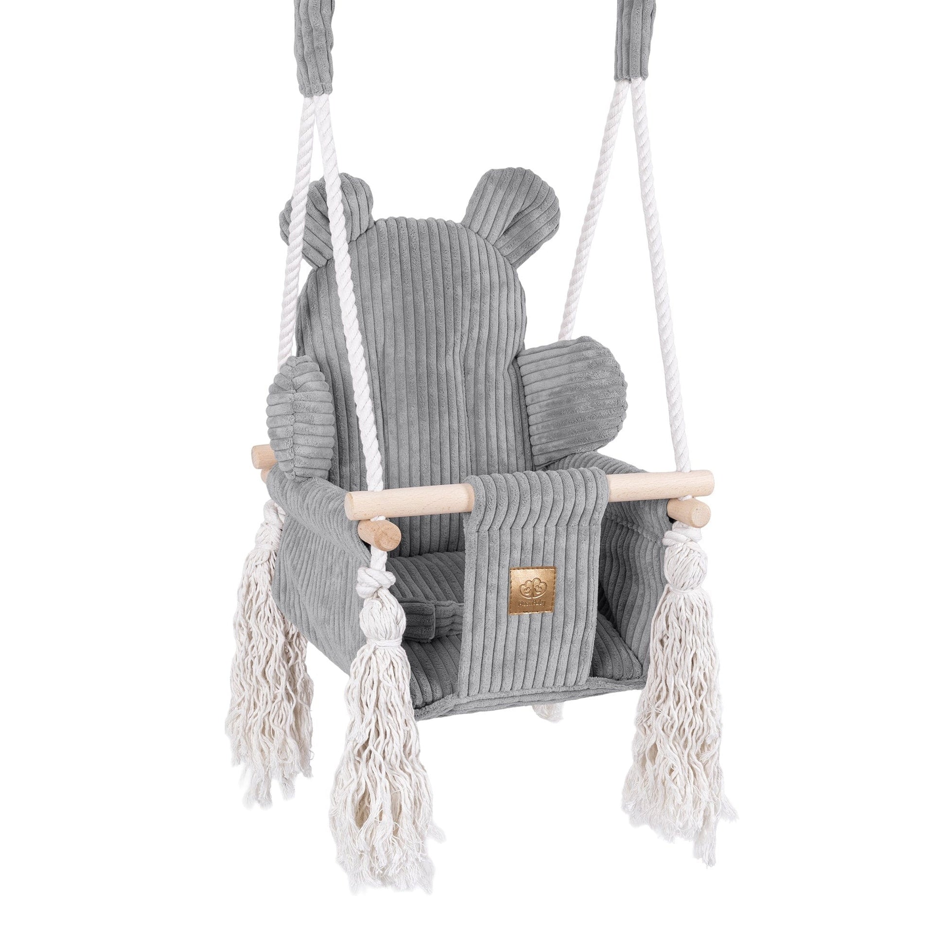 MeowBaby Bear Swing vidaus sūpynės vaikams – pilka spalva, vaizdas 1