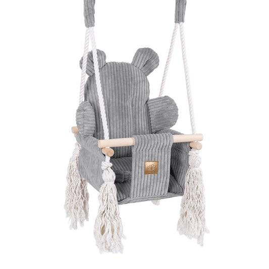 MeowBaby Bear Swing vidaus sūpynės vaikams – pilka spalva, vaizdas 1