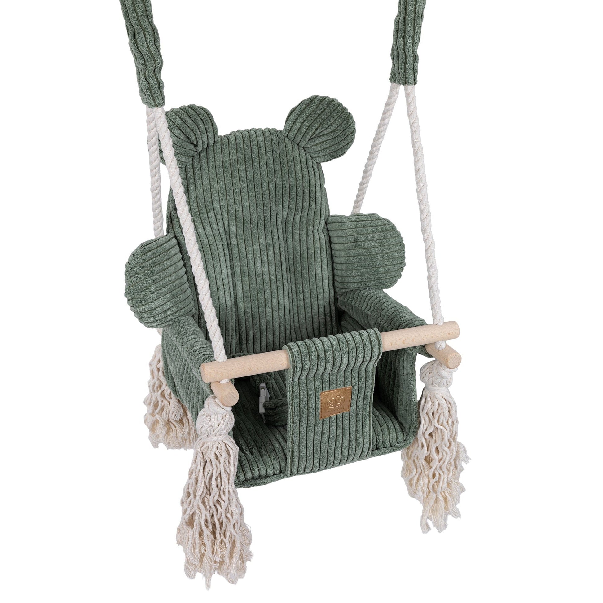 MeowBaby Bear Swing vidaus sūpynės vaikams – alyvuogių žalia spalva, vaizdas 1