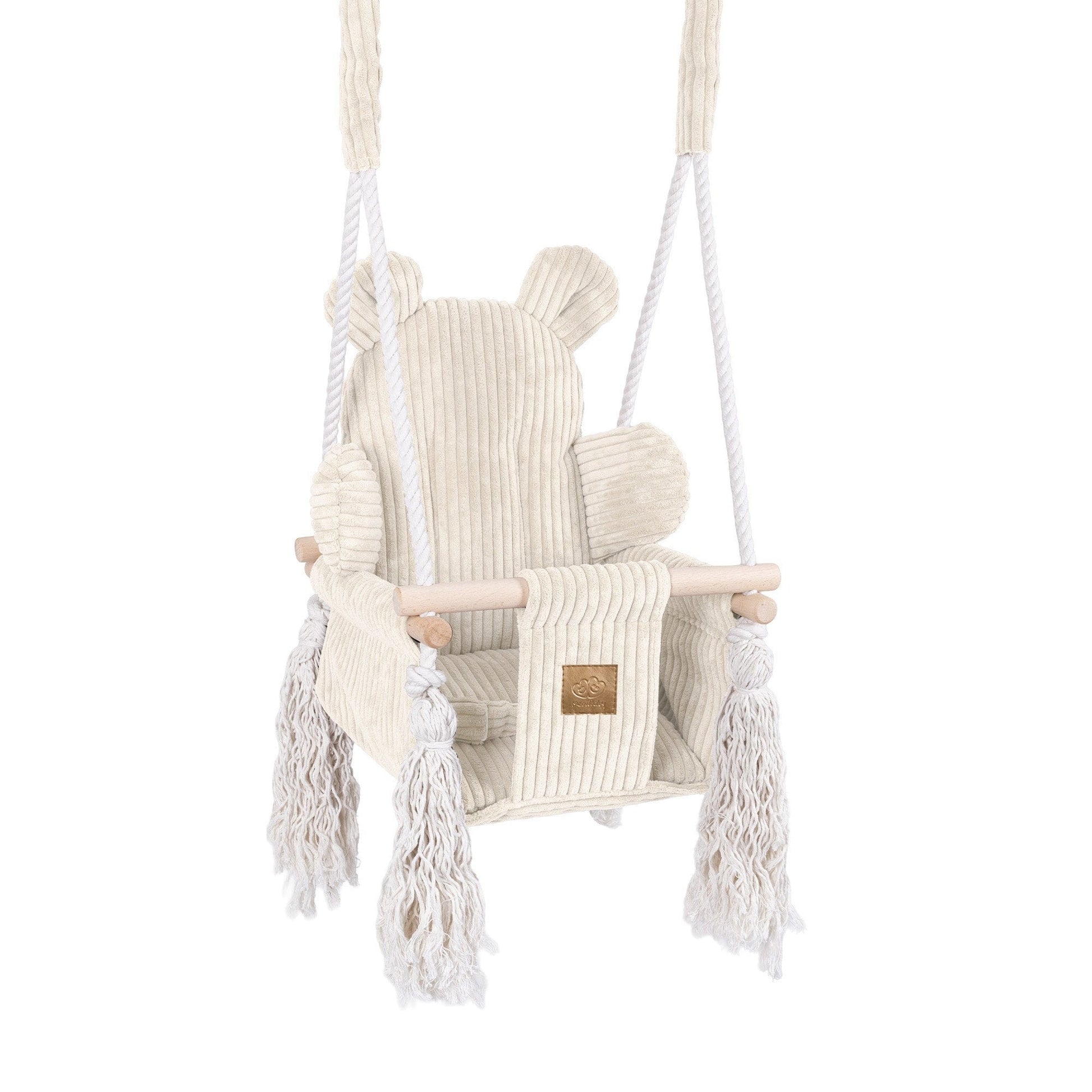 MeowBaby Bear Swing vidaus sūpynės vaikams – vanilinė spalva, vaizdas 1