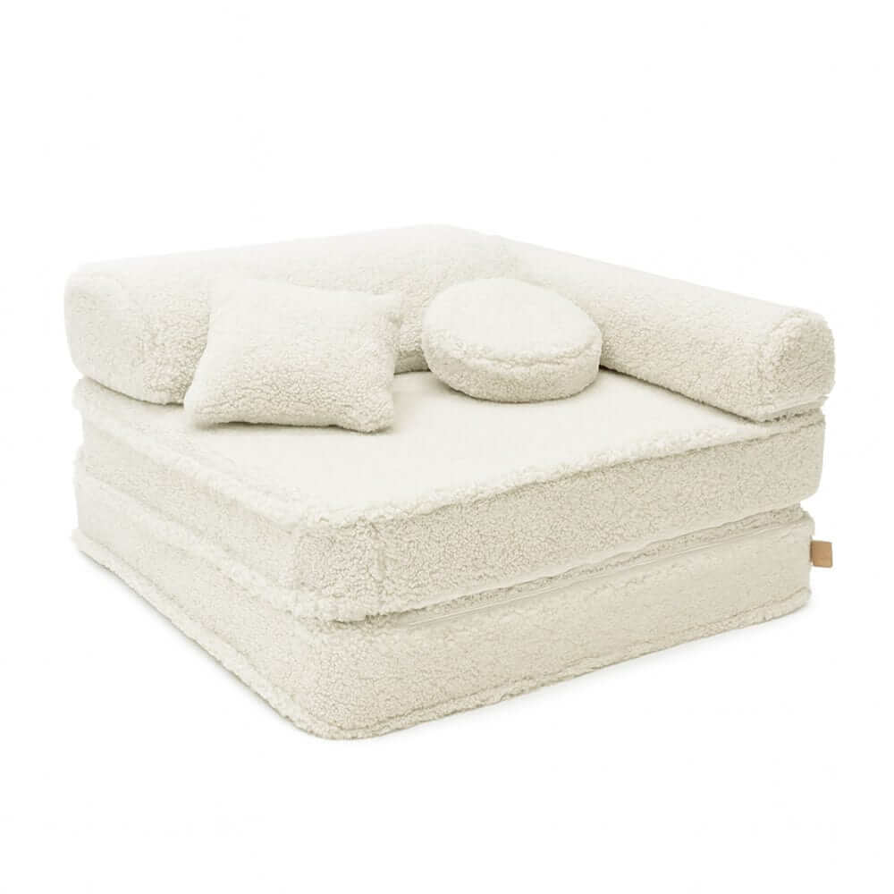 Bearly Modulinis Vaikiškas Fotelis 5 Elementų, 80 cm Vaikiški Foteliukai ir Pufai Kreminė