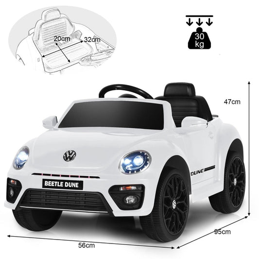 "Beetle" Elektrinis Automobilis Vaikams Baltos Spalvos Elektriniai Automobiliai