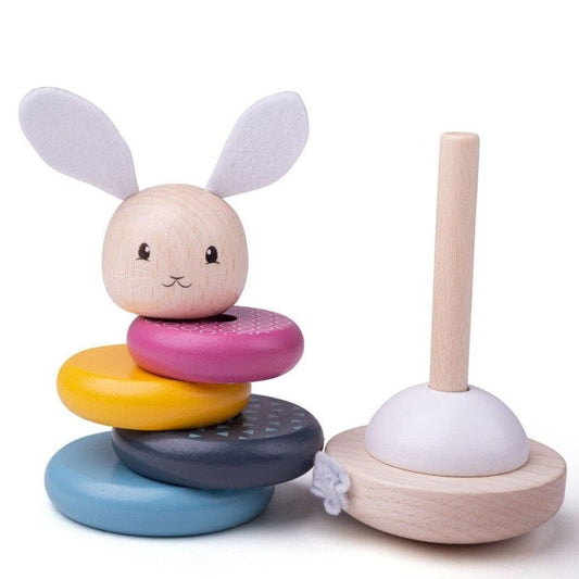 Bigjigs Žaislas Vaikams  Medinis Žaislas Kūdikiams Montessori Krovimo Bokštas Kiškis Žaislai Kūdikiams Rūšiuokliai