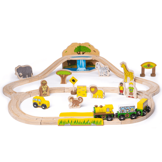 Bigjigs Žaislas Vaikams Traukinukų Trasa Safaris (38 El.) Žaislai Traukiniai