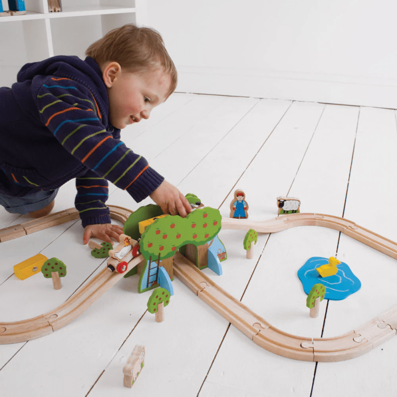 Bigjigs Žaislas Vaikams Traukinukų Trasa Ūkis (44 El.) Žaislai Traukiniai
