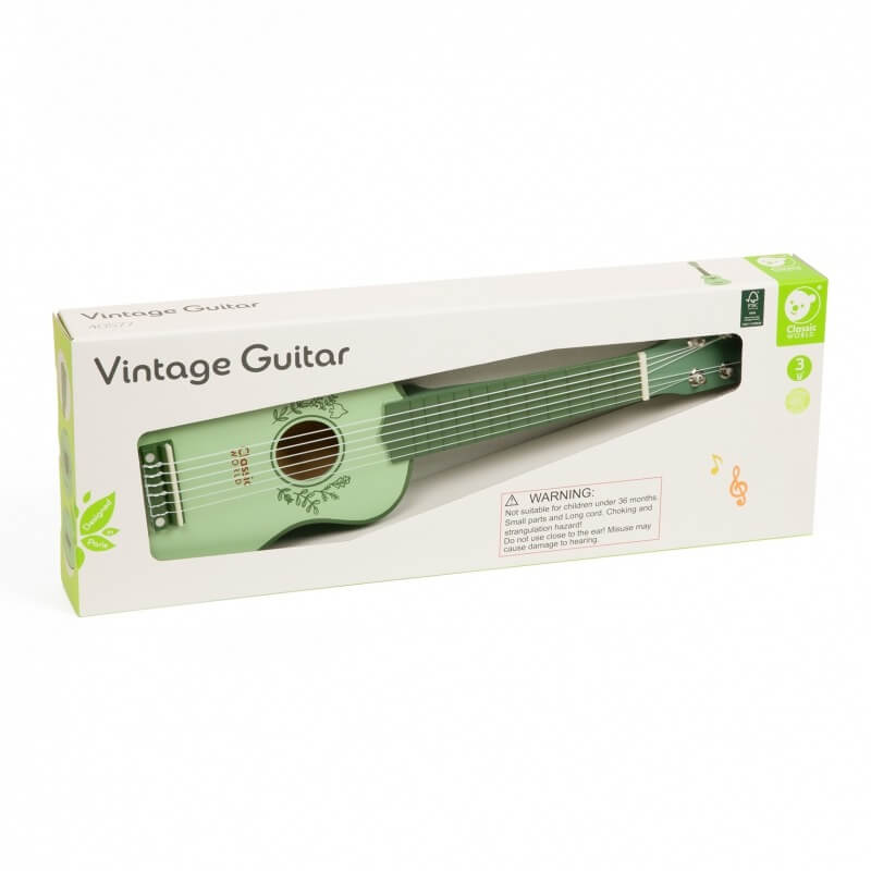 Classic World Medinė Vaikiška Gitara Pastelinės Žalios Spalvos Žaislai Montessori