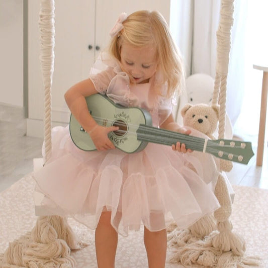 Classic World Medinė Vaikiška Gitara Pastelinės Žalios Spalvos Žaislai Montessori