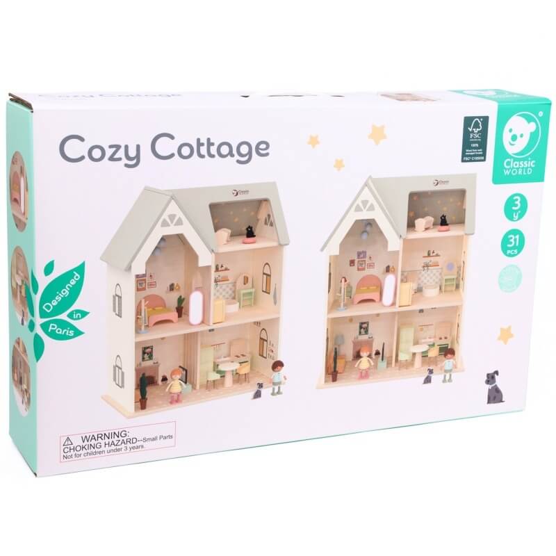 Classic World Medinis Lėlių Namas Su Baldais Ir Figūrėlėmis 47 x 27 x 55 cm Lėlių Namas