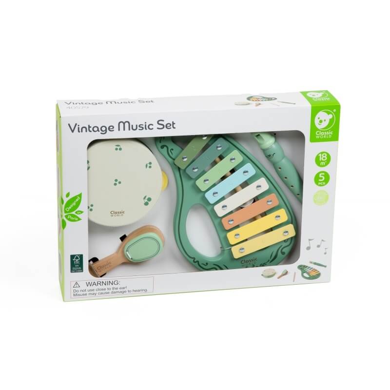 Classic World Medinis Vintažinių Muzikos Instrumentų Rinkinys Vaikams Žaislai Montessori