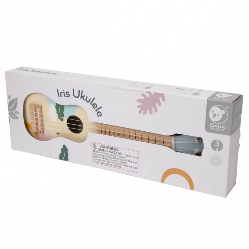 Classic World Mėlyna Medinė Ukulelė Vaikams Su Natų Knyga Žaislai Montessori