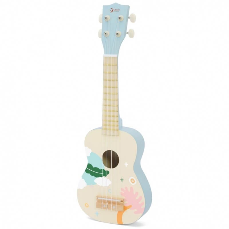 Classic World Mėlyna Medinė Ukulelė Vaikams Su Natų Knyga Žaislai Montessori