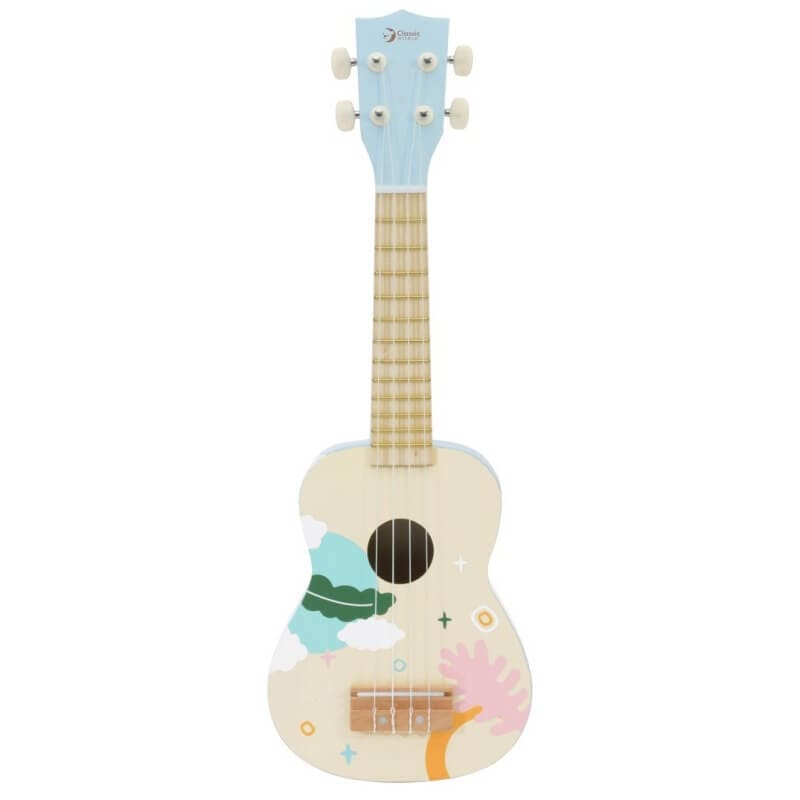 Classic World Mėlyna Medinė Ukulelė Vaikams Su Natų Knyga Žaislai Montessori