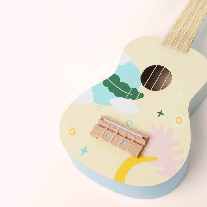 Classic World Mėlyna Medinė Ukulelė Vaikams Su Natų Knyga Žaislai Montessori