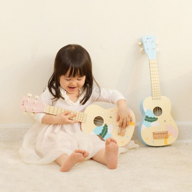 Classic World Mėlyna Medinė Ukulelė Vaikams Su Natų Knyga Žaislai Montessori