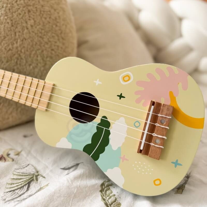 Classic World Mėlyna Medinė Ukulelė Vaikams Su Natų Knyga Žaislai Montessori