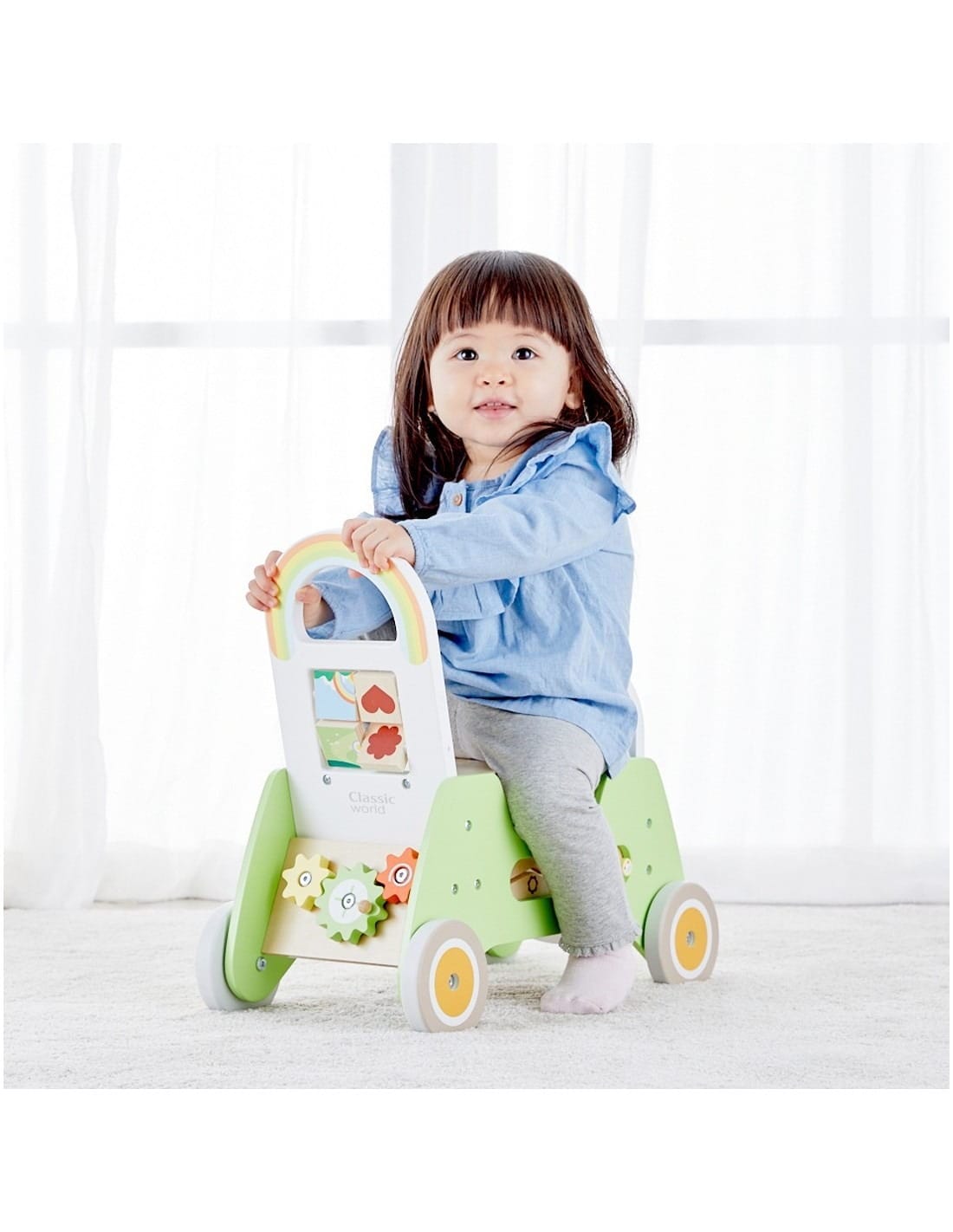Classic World „Rider“ Medinė Vaikštynė-Stumdukas Rūšiuoklis Stumiamos Mašinėlės Vaikams