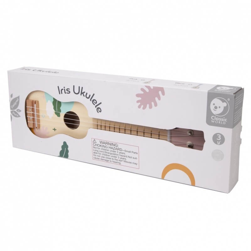 Classic World Rožinė Medinė Ukulelė Vaikams Su Natų Knyga Žaislai Montessori