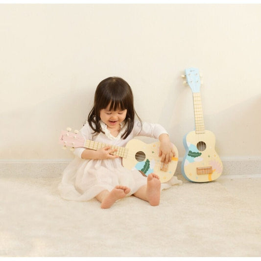 Classic World Rožinė Medinė Ukulelė Vaikams Su Natų Knyga Žaislai Montessori