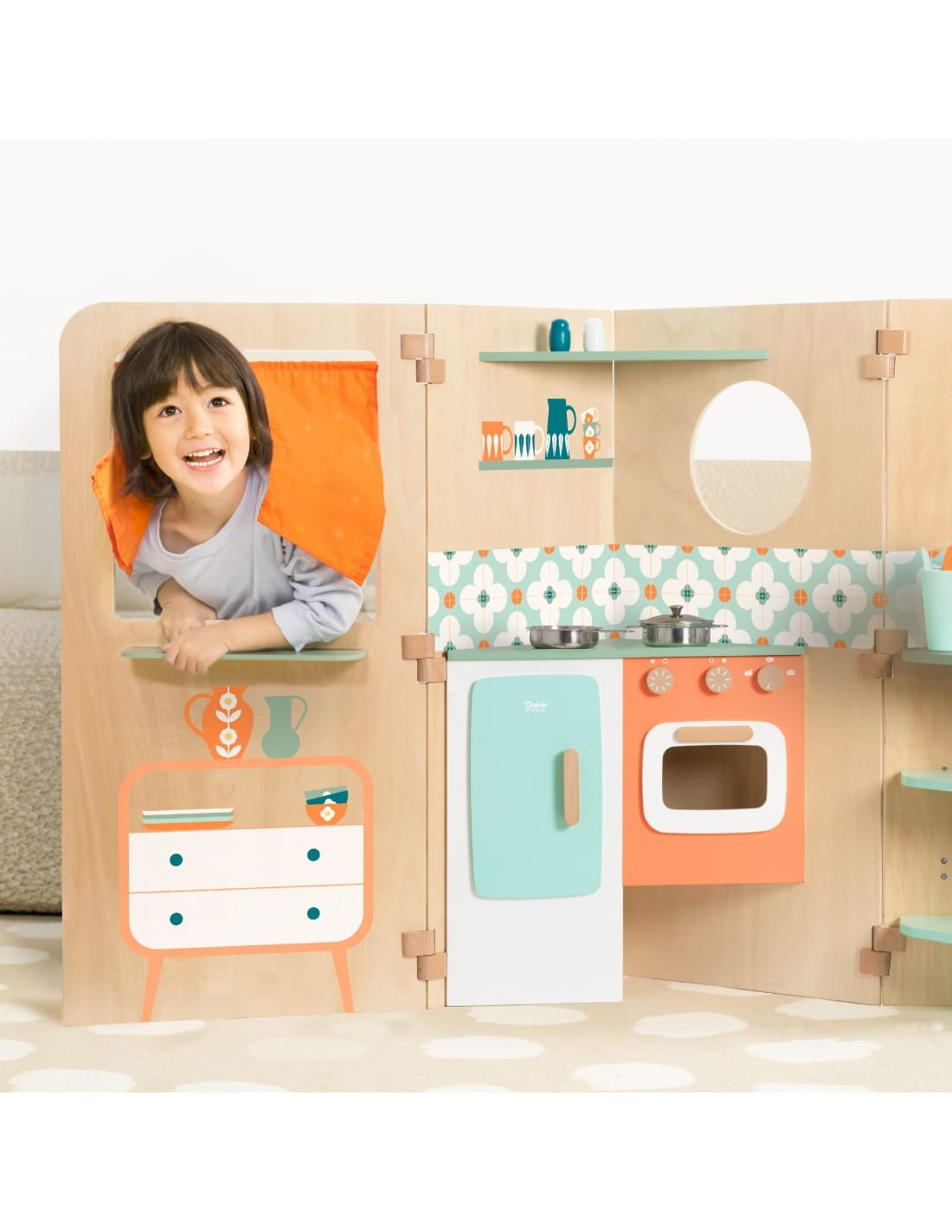 Classic World Sulankstomas Medinis Žaidimų Namelis Virtuvėlė Vaikiškos Virtuvėlės