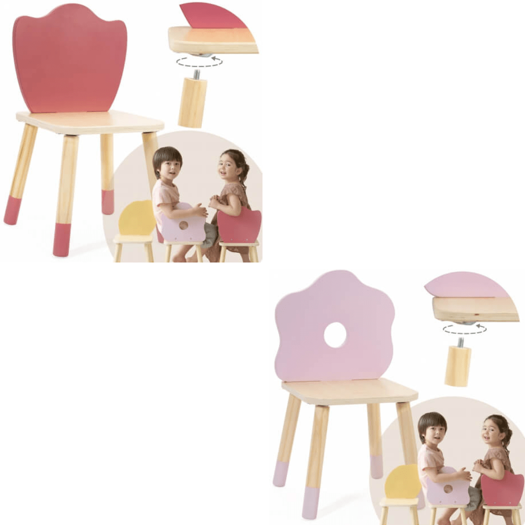 Classic World Vaikiškas Staliukas Ir Dvi Kėdutės "Grace" Pastelinės Spalvos Staliukai Kėdutės Tulip Flower
