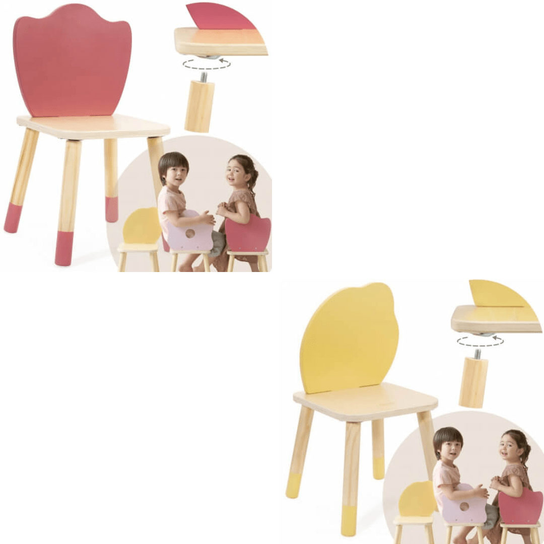 Classic World Vaikiškas Staliukas Ir Dvi Kėdutės "Grace" Pastelinės Spalvos Staliukai Kėdutės Tulip Lemon