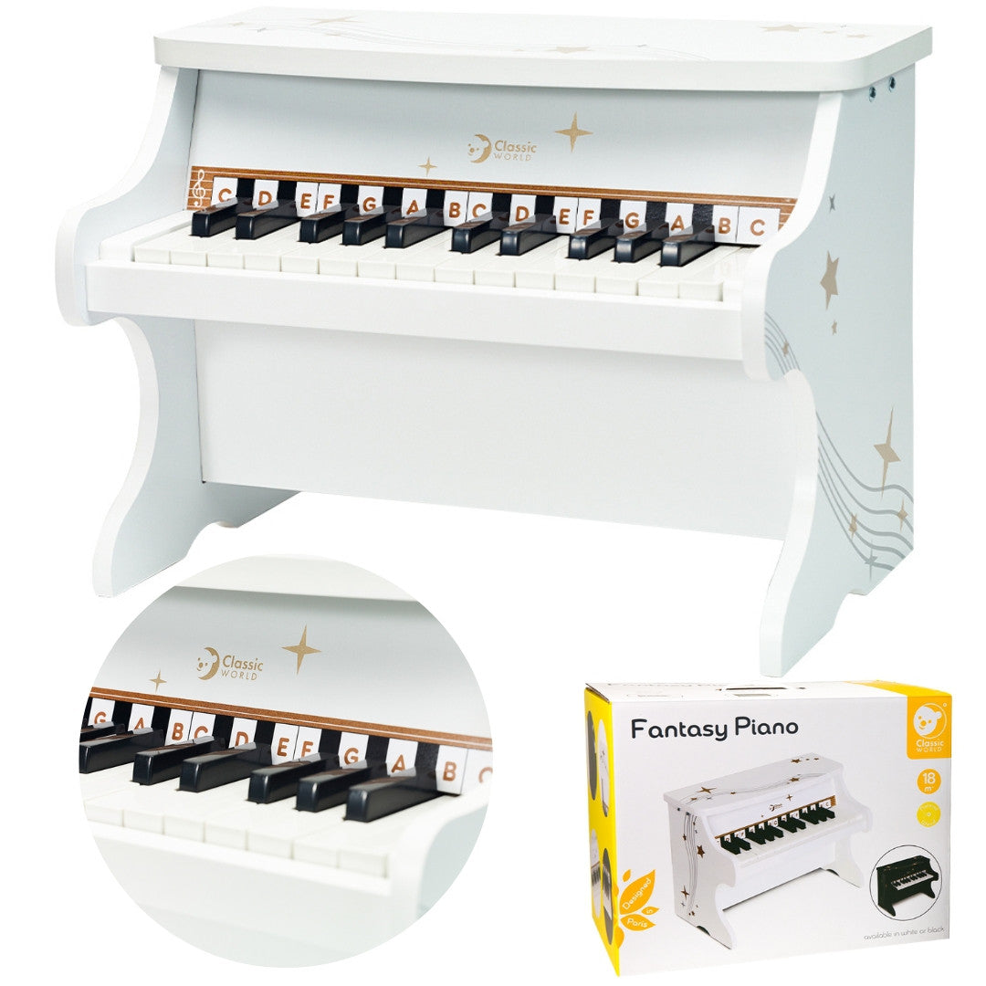 Classic World baltas medinis pianinas, 25 klavišai – nuotrauka 2